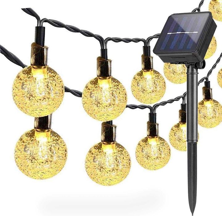 2x Girlanda solarna ogrodowa na balkon 40 led 7m lampki żarówki ciepła