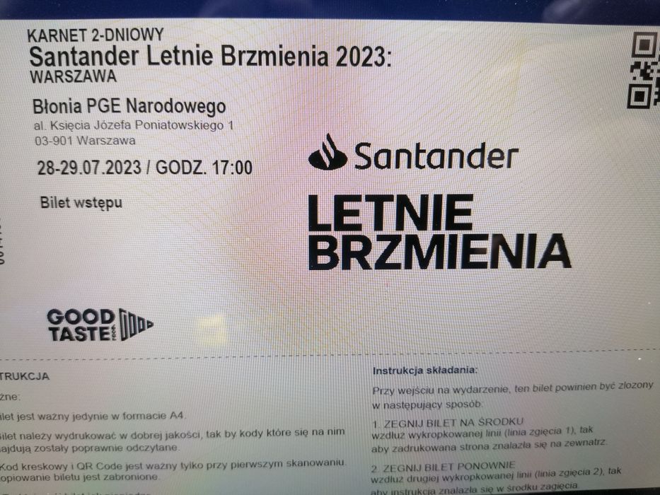 Karnet Letnie Brzmienia Warszawa 2x 2 dniowy karnet