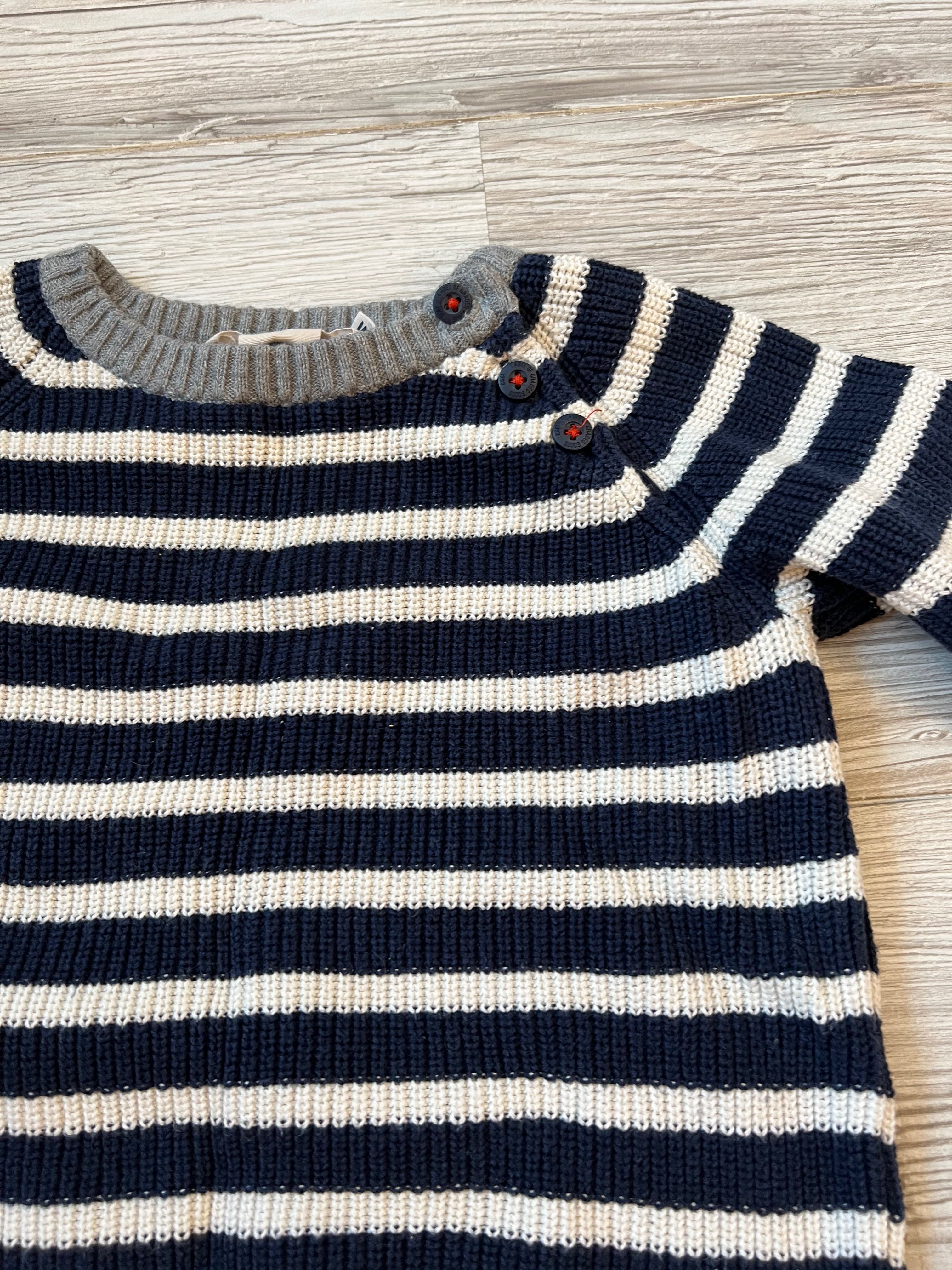Sweterek, swetr chłopięcy granatowy beż H&M 92 jak NOWY