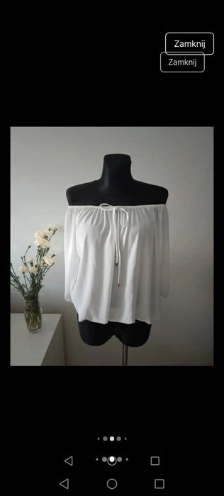 Bluzka biała Hiszpanka odkryte ramiona lekka zwiewna Basic Vintage