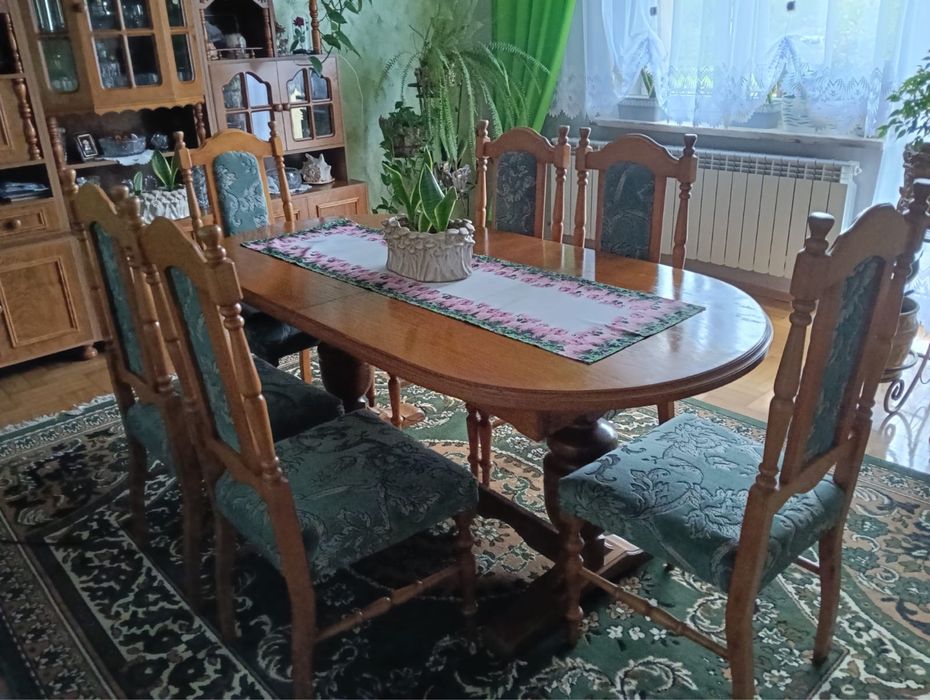 Stół dębowy + 6 krzeseł