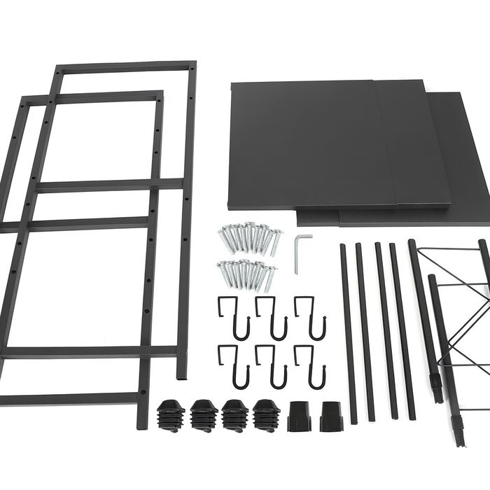 Metalowy regulowany regał pod mikrofalówkę.