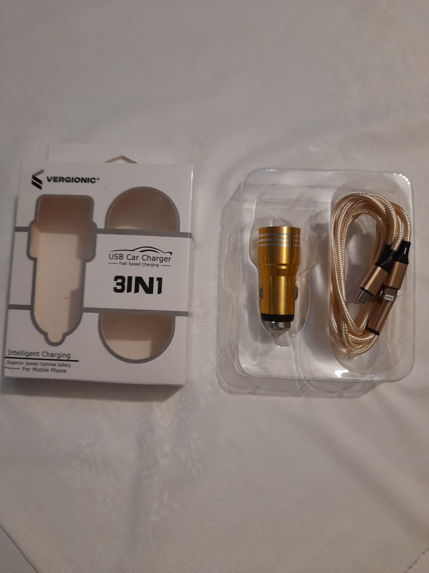 Kabel 3w1 + ładowarka samochodowa do telefonu