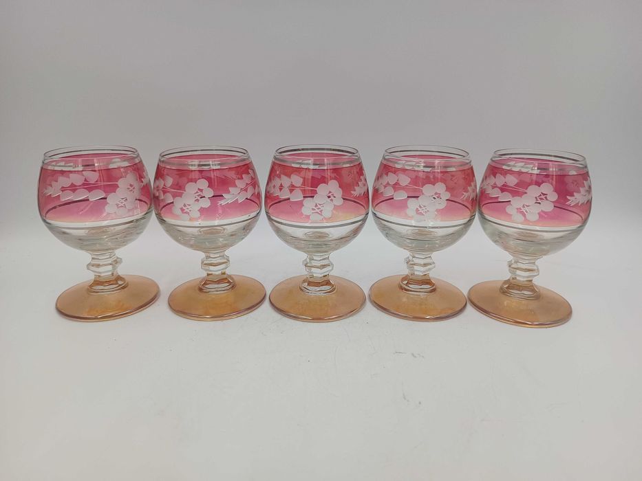 Kieliszki Bohemia koniakówki szkło z PRL