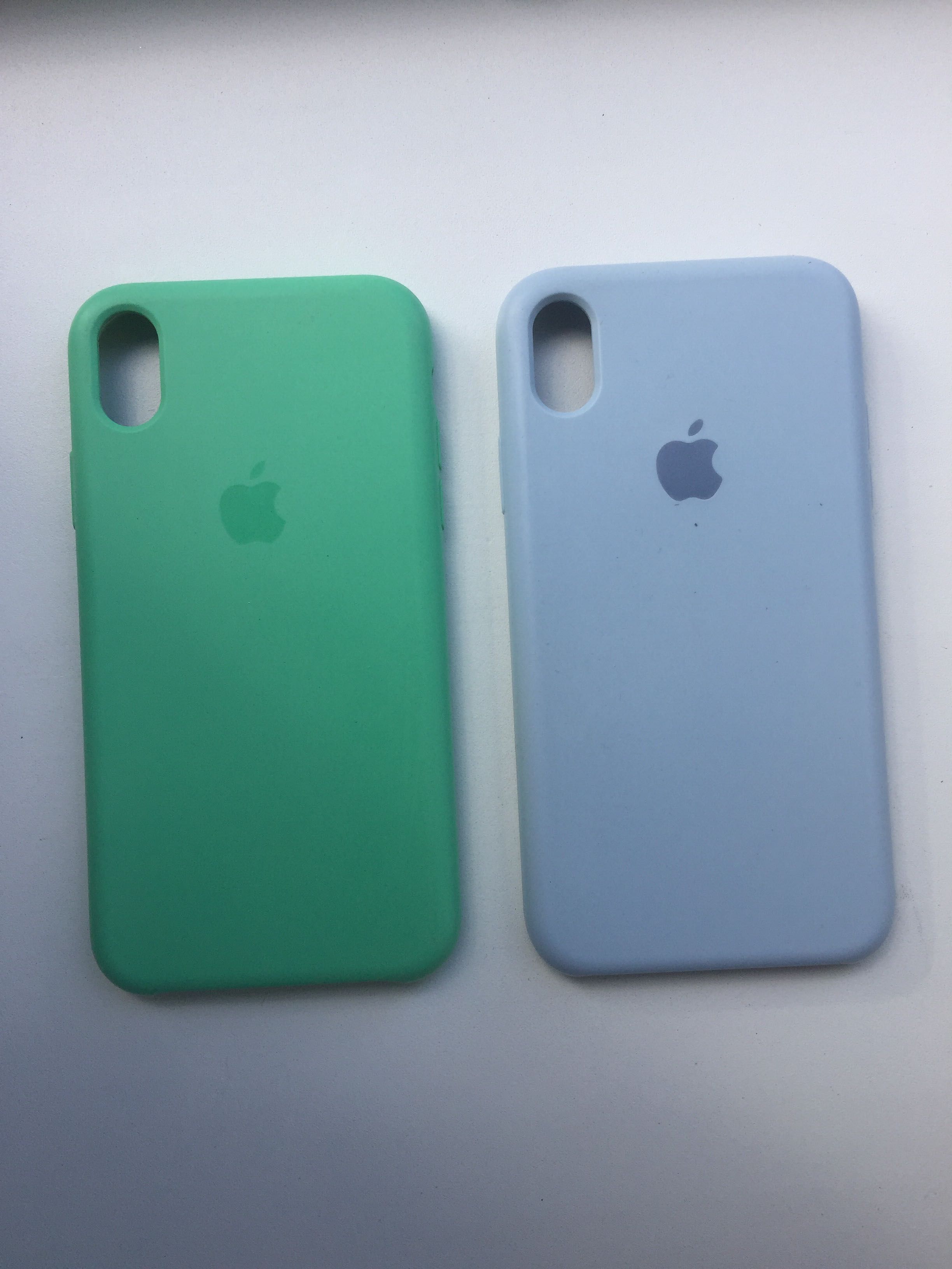 Чехол Silicone Case для Apple iPhone X / XS Мятный и Голубой Spearmint