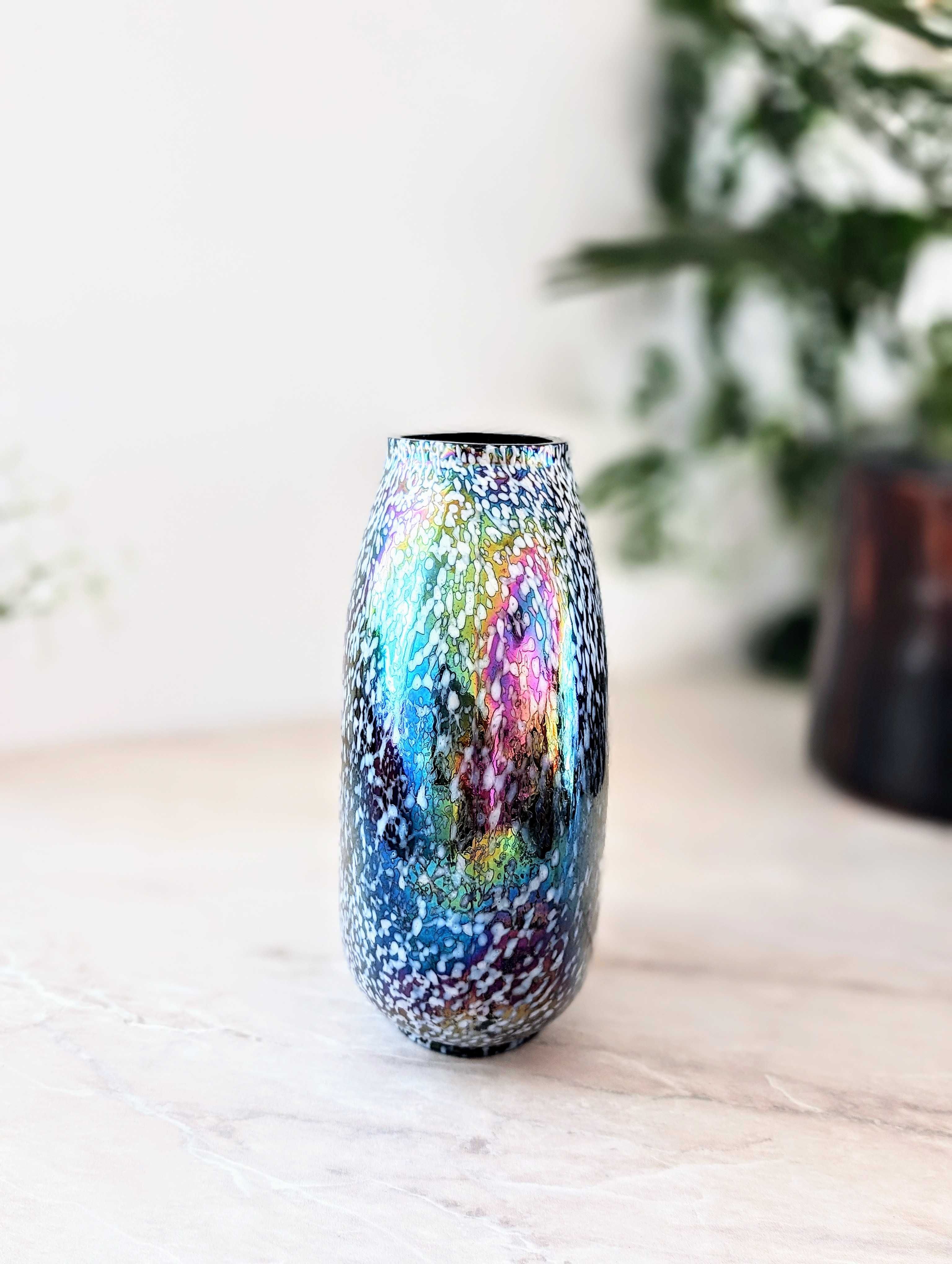 Disco wazon duży z kolorowego szkła z iryzacją