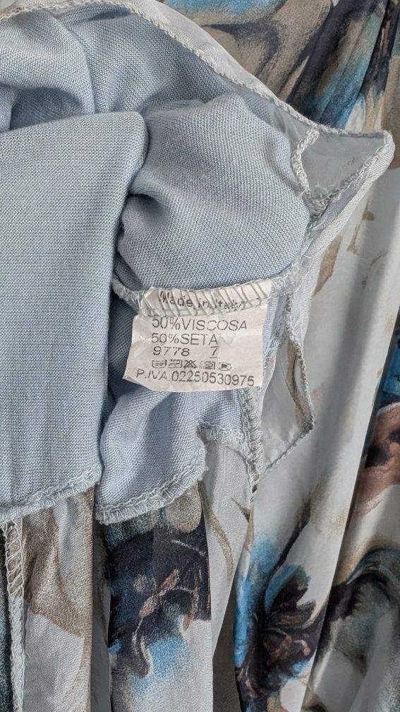 Sukienka Italy tunika, elegancka 50% jedwabna piękny wzór