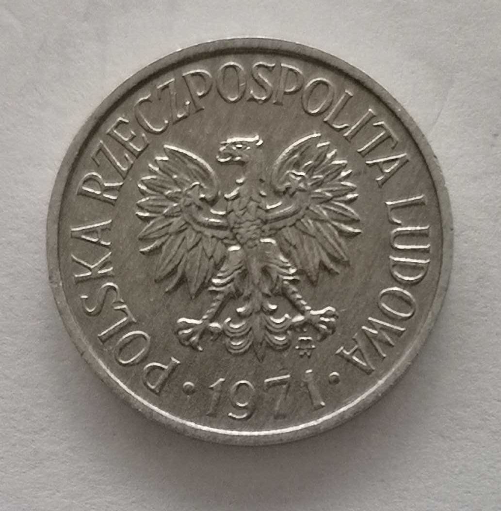 Moneta PRL 5 groszy 1971r.Al. Stan monety widoczny na zdjęciach.