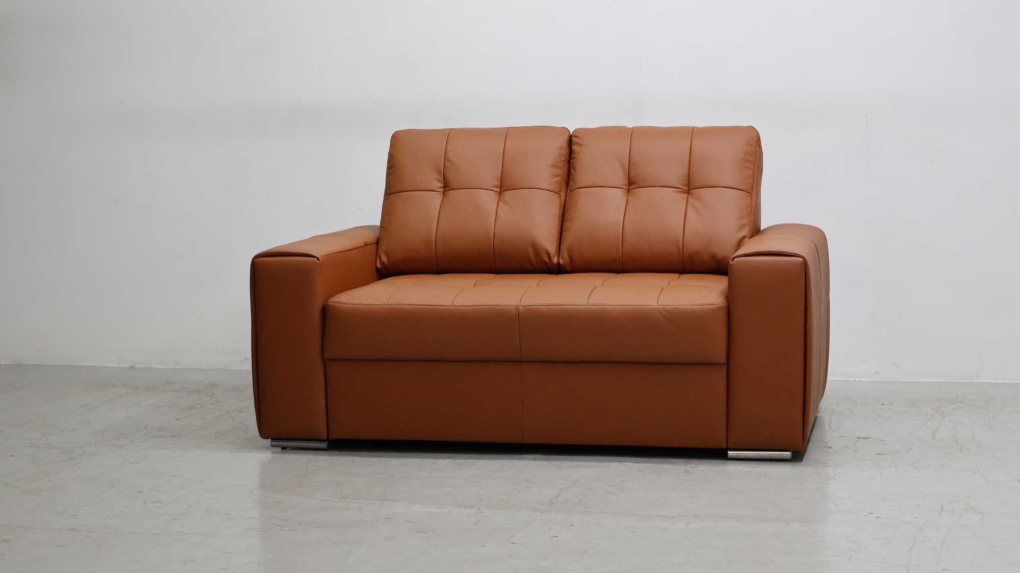 2 os sofa, kanapa, karmelowa SKÓRA naturalna 3999 skóra Madras brąz