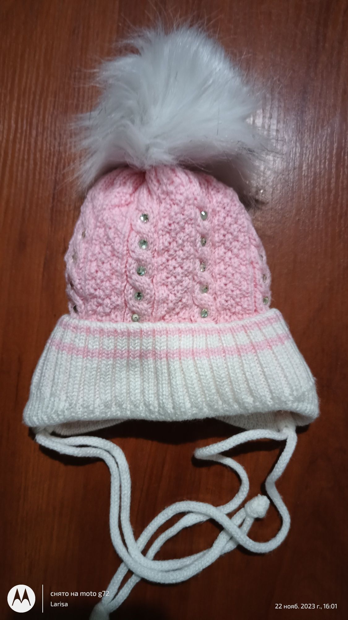 Очень теплая детская зимняя шапка для девочки
