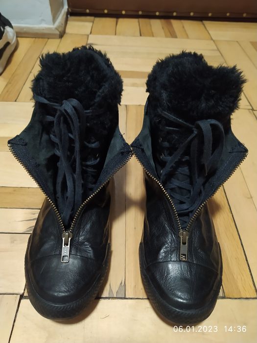 CONVERSE buty markowe damskie zimowe 37r 24cm skóra naturalna czarne o