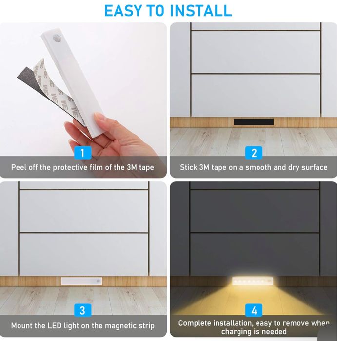 Акамуляторна лампа автоматична датчік руху,магн.кріп.сенсор освітлення