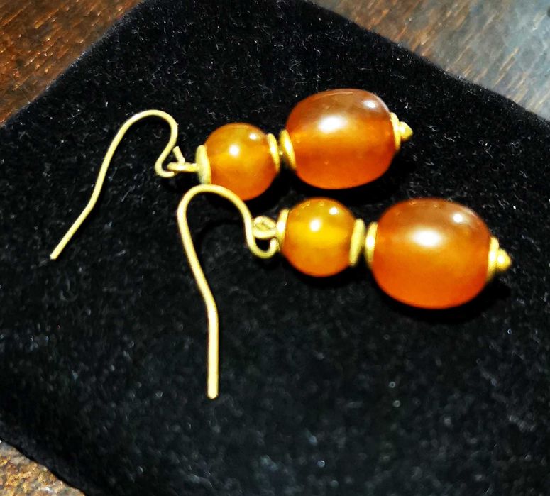 Серьги Янтарь, бижутерия СССР