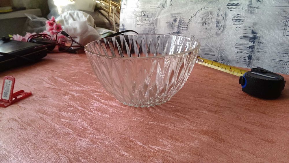 Салатница СССР винтажная штампованный хрусталь с клеймом в новом сост.