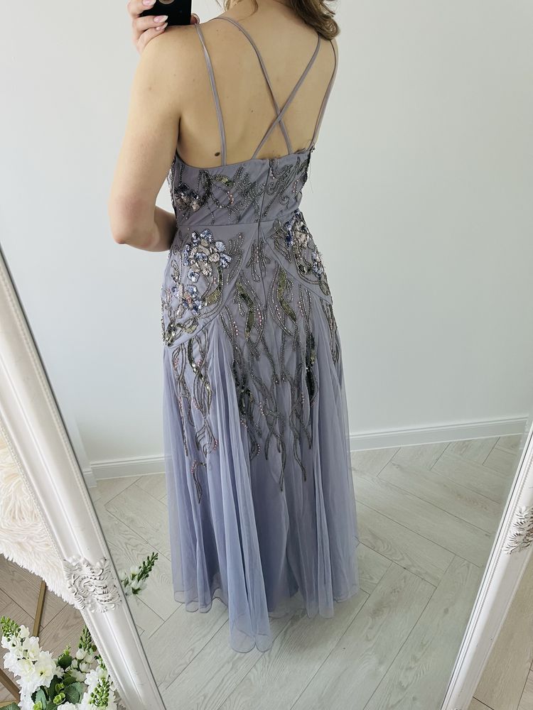 Sukienka zdobiona fioletowa Asos na wesele
