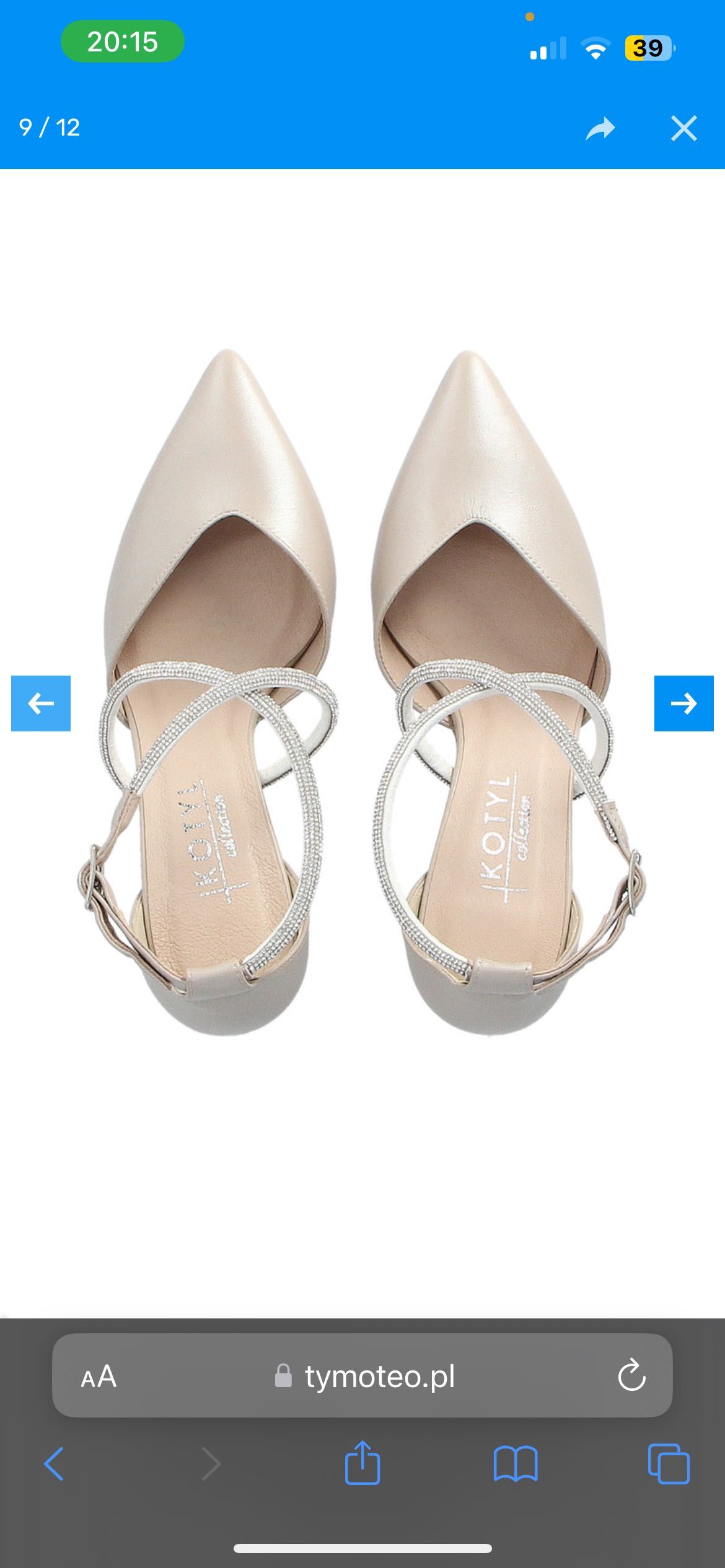 Buty czółenka Ślubne Rozmiar 38