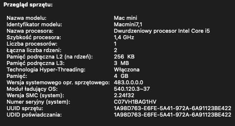 Apple Mac Mini Intel i5 1,4 GHz Komputer