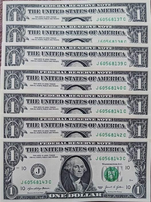 7 x 1 $ USA G.Washington 2021 r. - Kansas City Missouri "J"-mennicze
