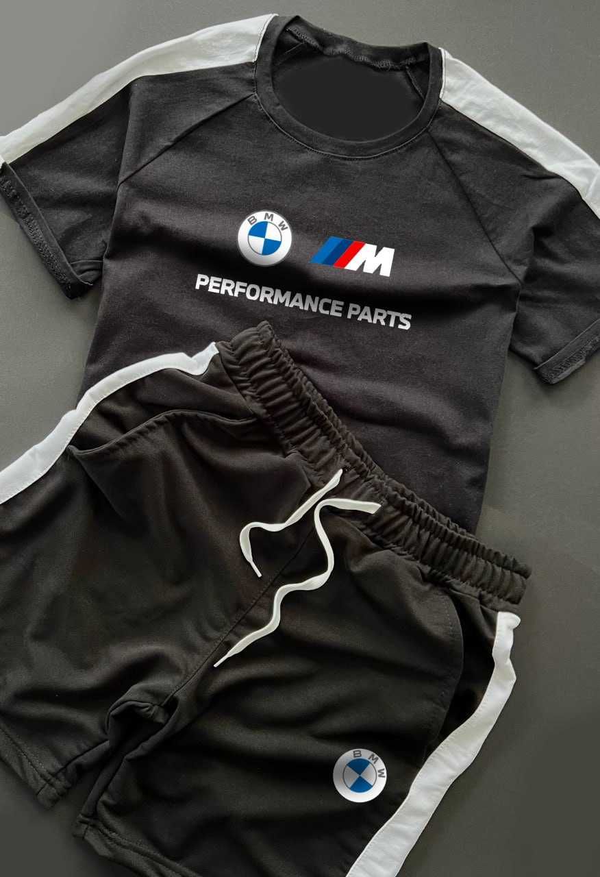 Спортивный костюм мужской летний BMW Power Шорты Футболка Комплект БМВ
