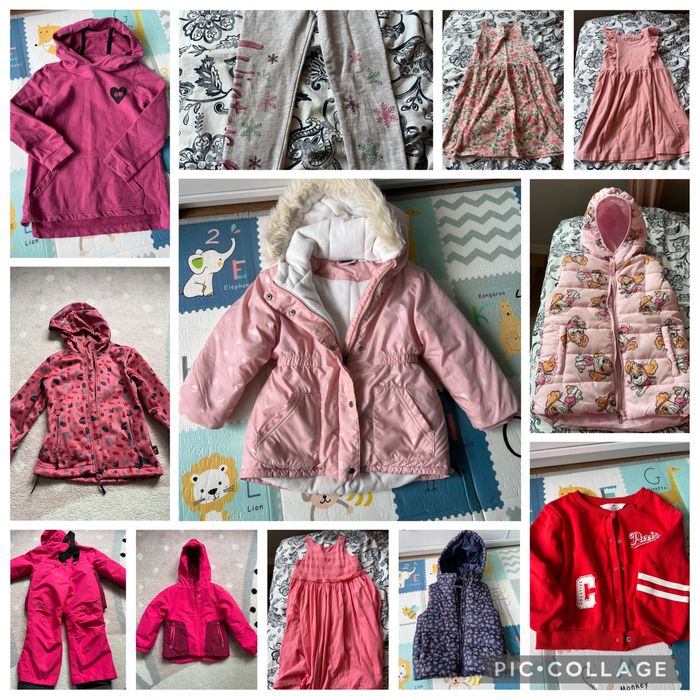 Paka ubranek 110/116 H&M, Lupilu, kurtka zimowa, komplet narciarski