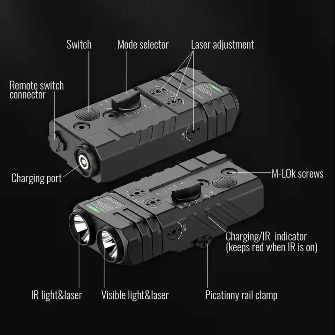 Defentac тактический фонарь 4-в-1 с зелёным и инфракрасным ЛЦУ