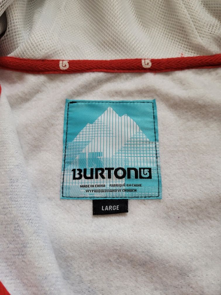 Bluza Burton L biało-szara z kapturem i kieszeniami rozpinana deska
