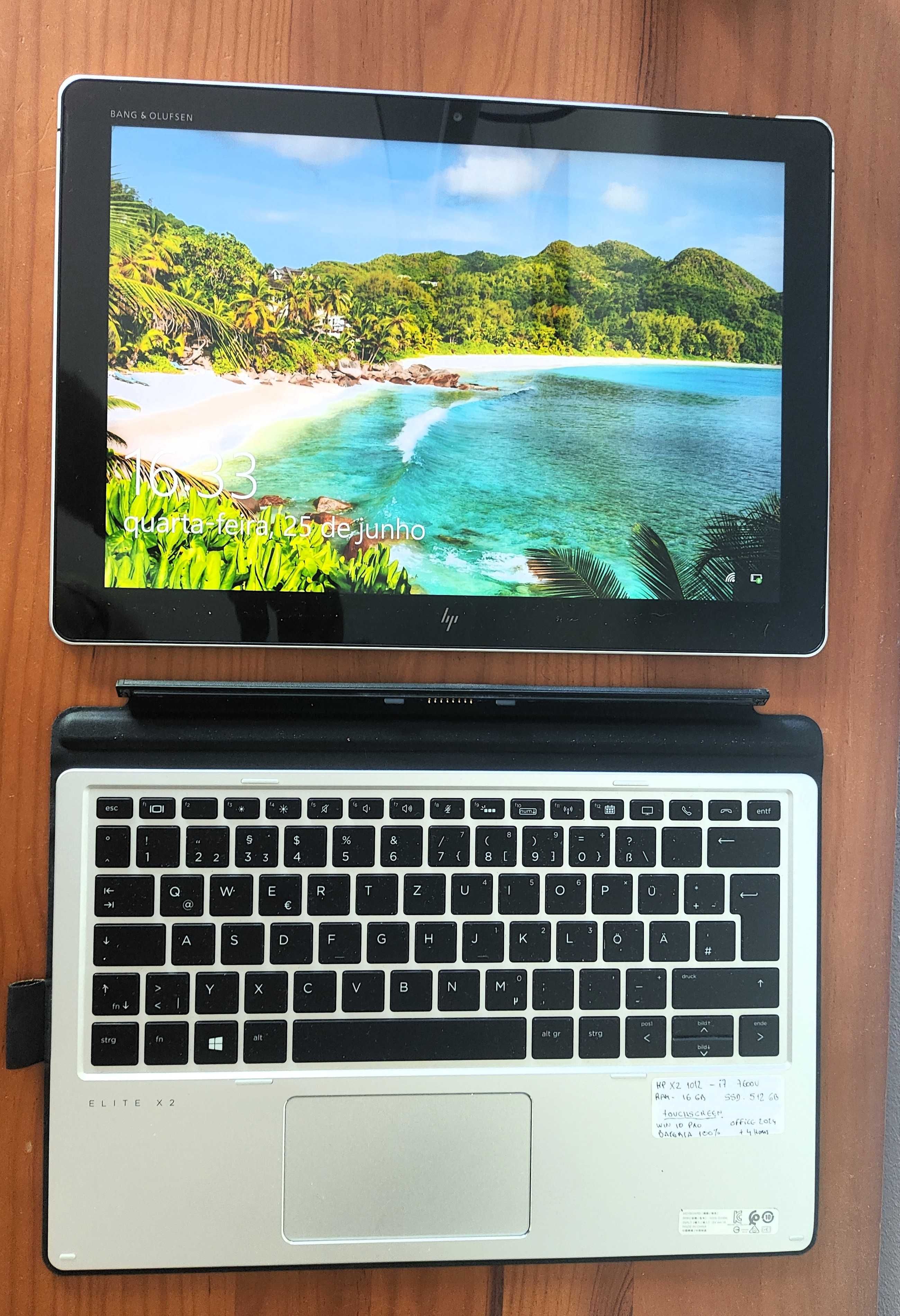 HP Elite x2 1012 G2, i7-7600U, 16/512 GB, touchscreen