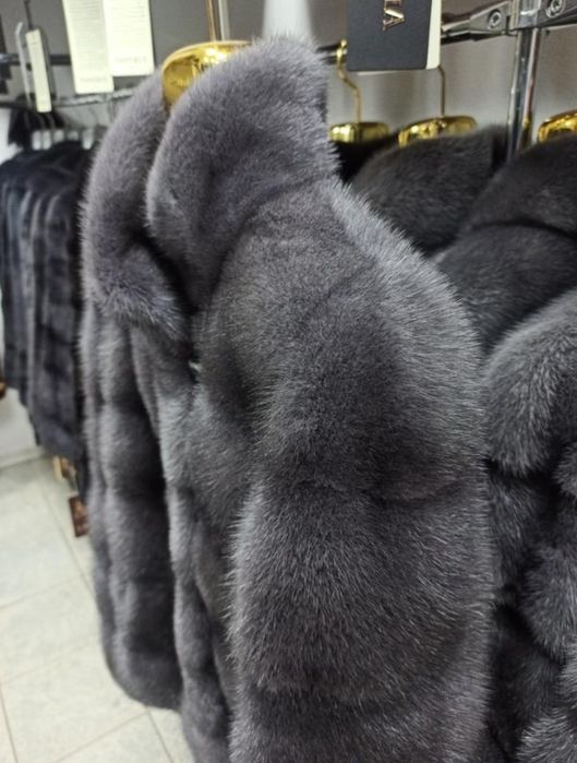 Норковая шуба поперечка цвет графит из скандинавской норки