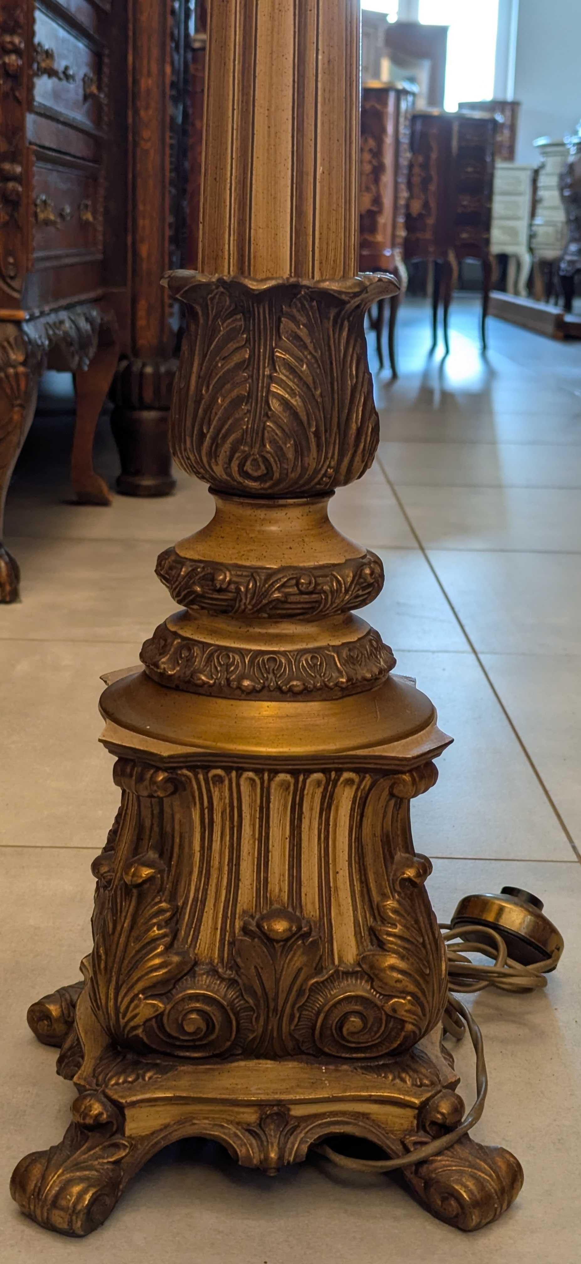 Piękna lampa podłogowa mosiądz,drewno-sklep Dąbrowa Górnicza