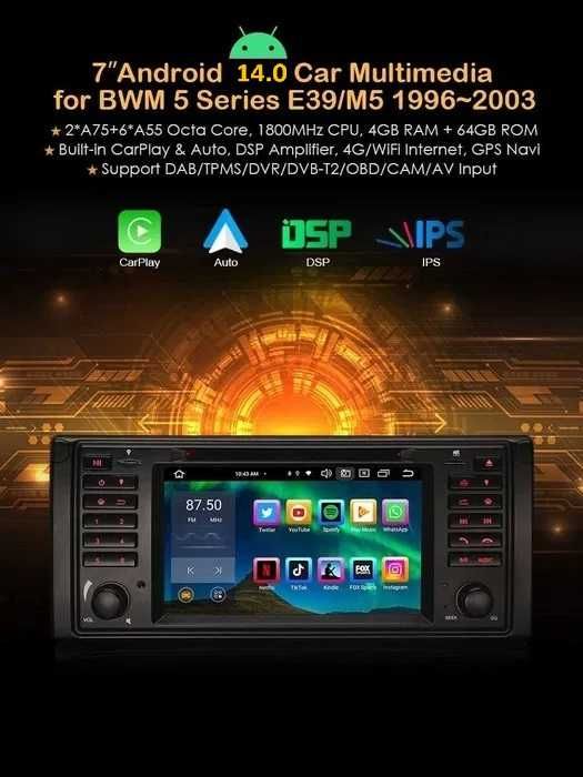 Bmw E39 E53 serie 5 X5 M5 2 din android 14 dvd OctaCore