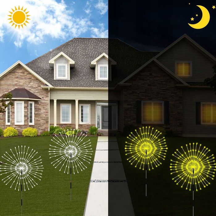 Lampa Solarna Do Ogrodu Dmuchawiec LED 4szt  Ciepłe Światło Wbija IP65