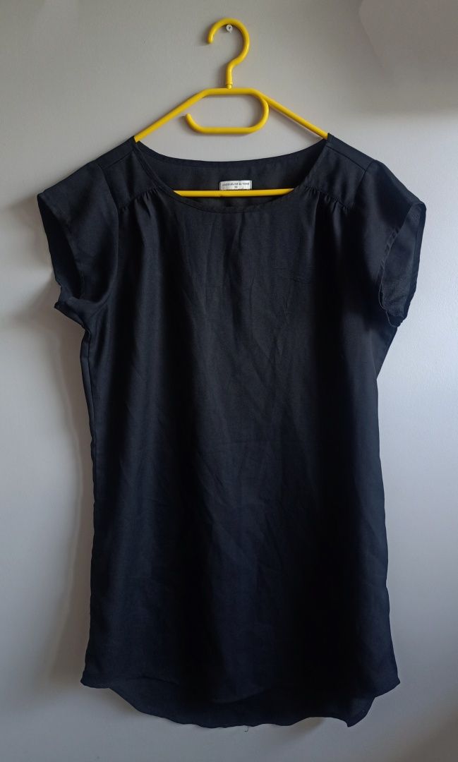 Czarna, zwiewna, lejąca się koszulka, tunika jacqueline de young r. 38