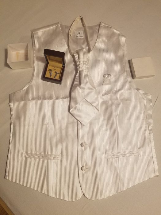 Kamizelka ślubna, krawat + spinki