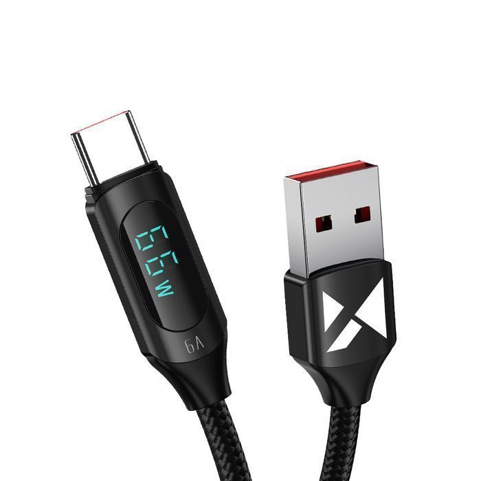 Kabel Ładowania i Transferu Danych USB A - USB C 66W 2M Wozinsky Black