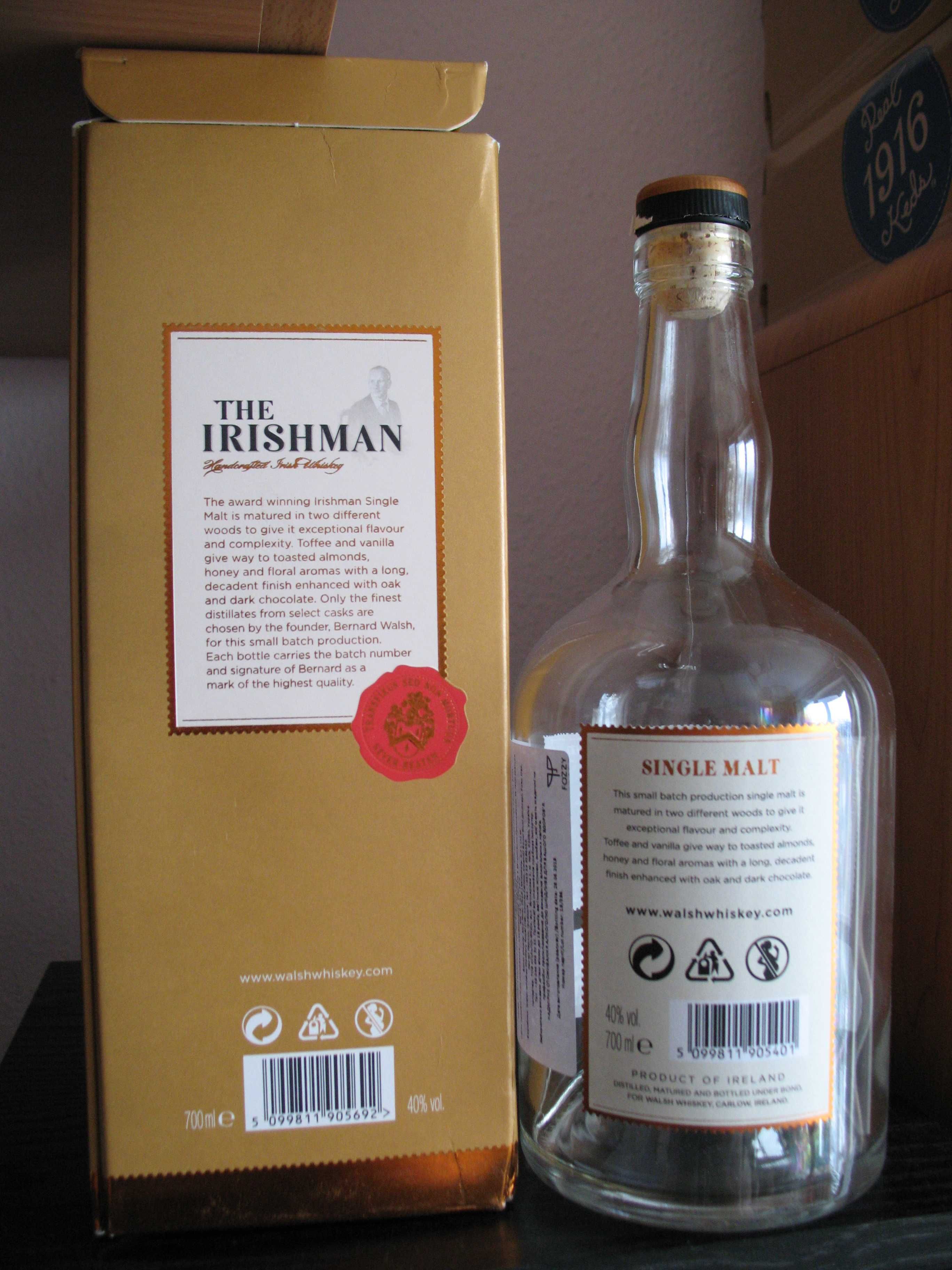 Бутылка THE IRISHMAN 2019 Ireland с этикетками в коробке в коллекцию