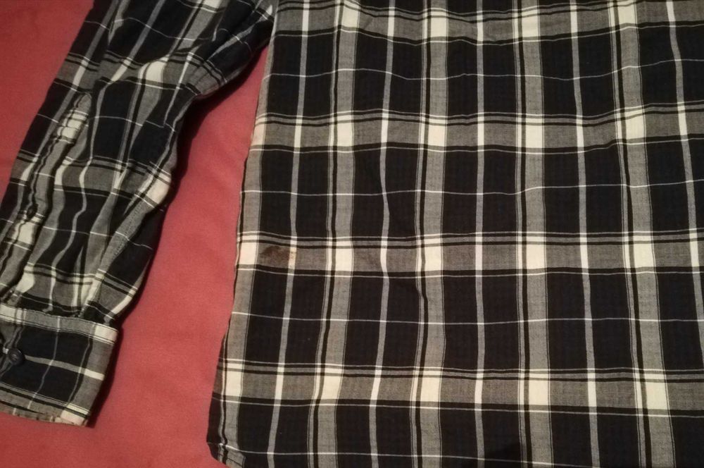 Koszula męska w kratę Banana Republic L 100% bawełna plamki