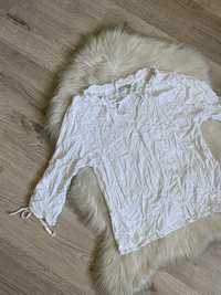 Bluzka rękaw 3-4 wiązanie modna diverse S biała dekolt v.