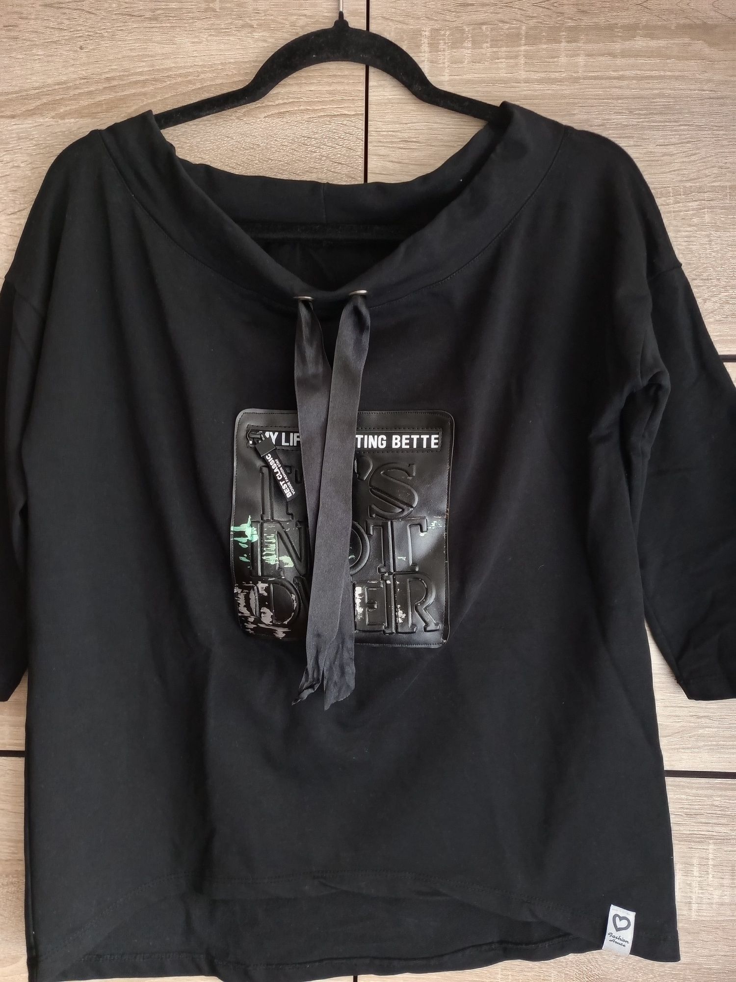 Bluza damska czarna rękaw 3/4 rozmiar M /L