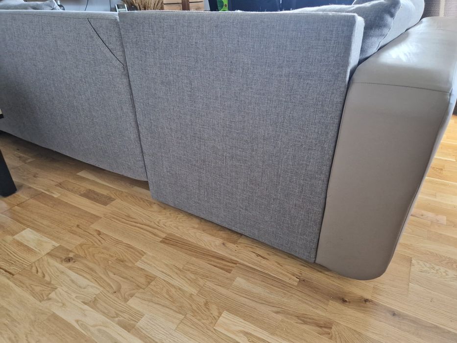 Narożnik rozkładany jasny BEZOWY-SZARY wygodny w bardzo dobrym STANIE