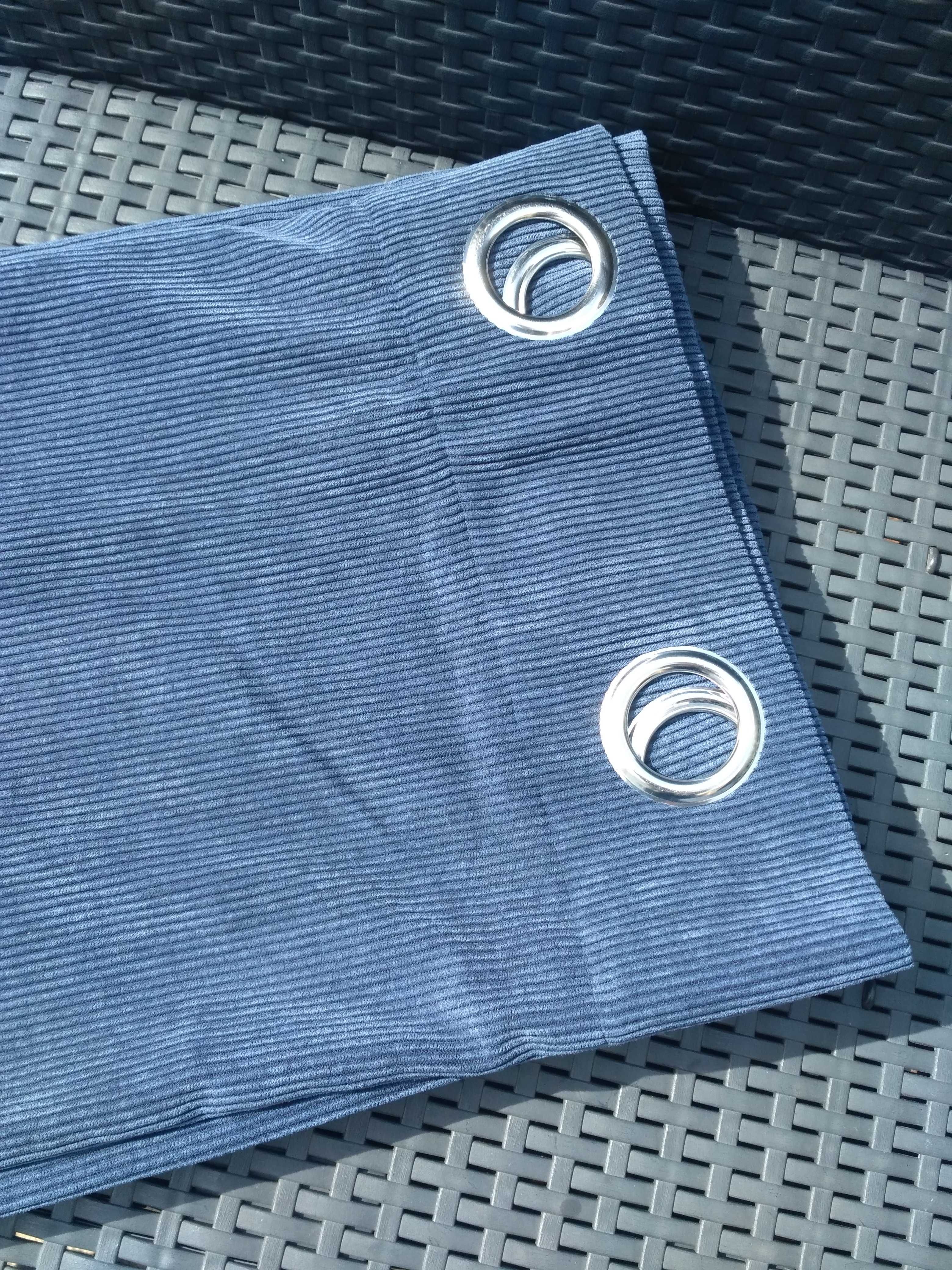 3 Cortinas com efeito de veludo cinzento-azul 140x300 cm JYSK