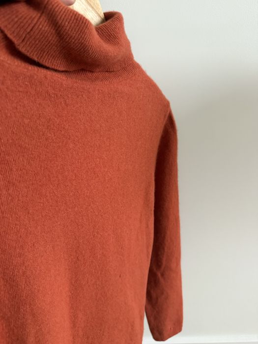 Sweter golf pomarańczowy ceglaty artigiano M wełna