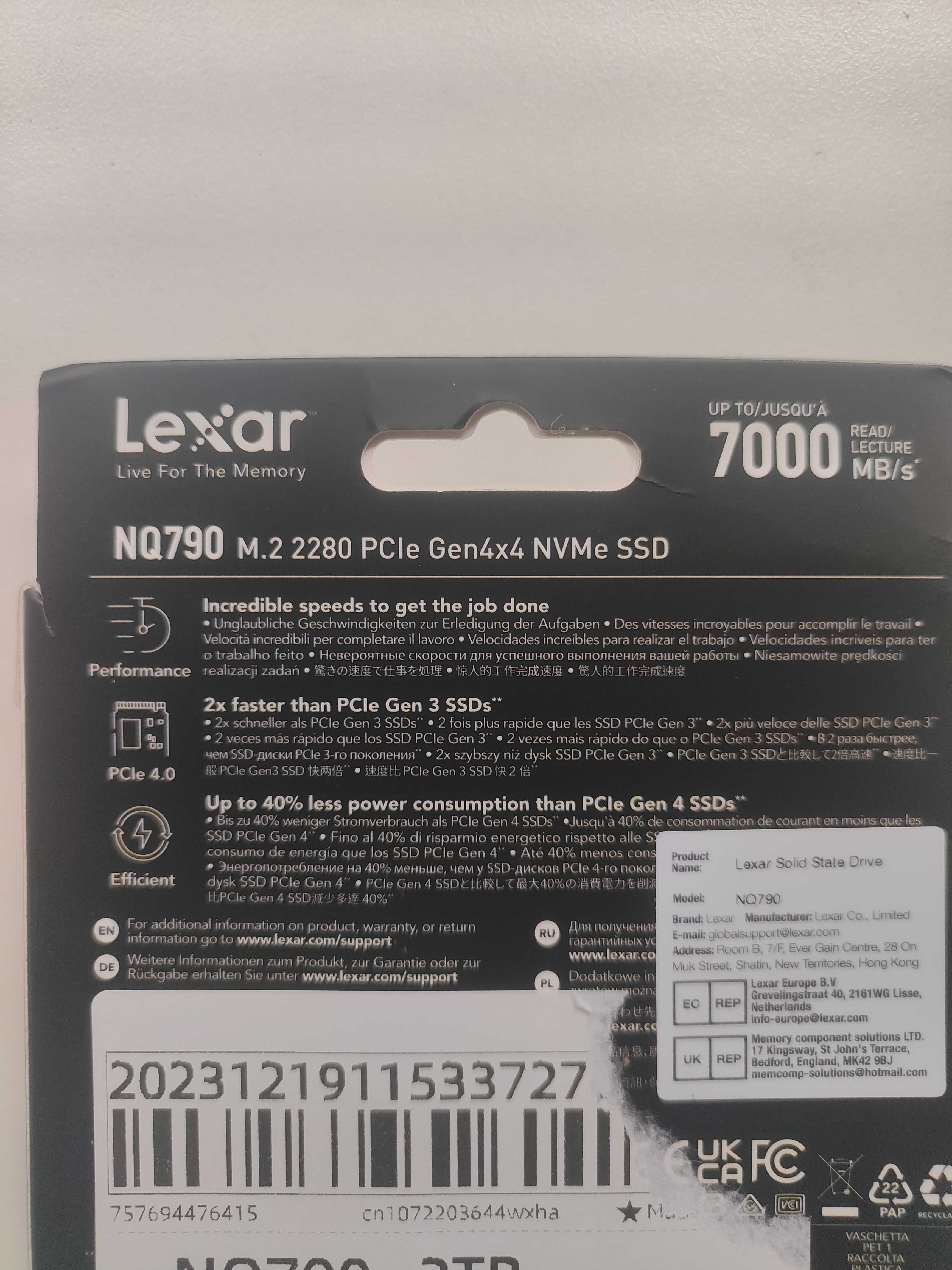 SSD Lexar NQ790 2TB M.2 2280 PCIe4.0x4 NVMe