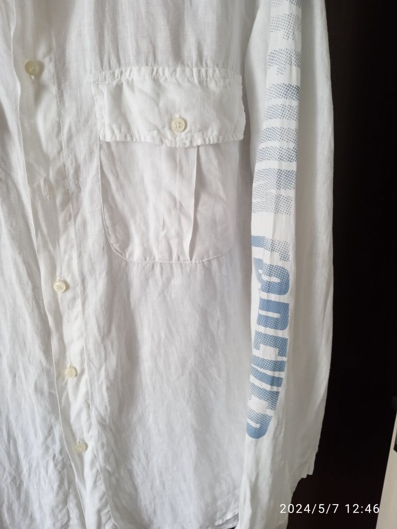 Рубашка мужская, б/у, 100%лен, цвет белый, размер XL ( MASON*S)