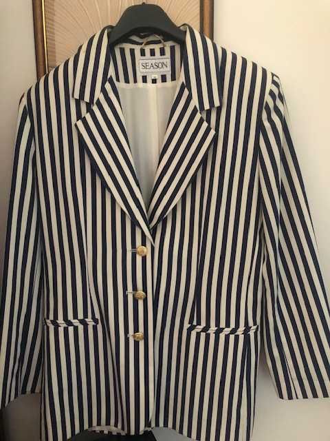 Blazer senhora marca SEASON azul com riscas branca. tamanho 38