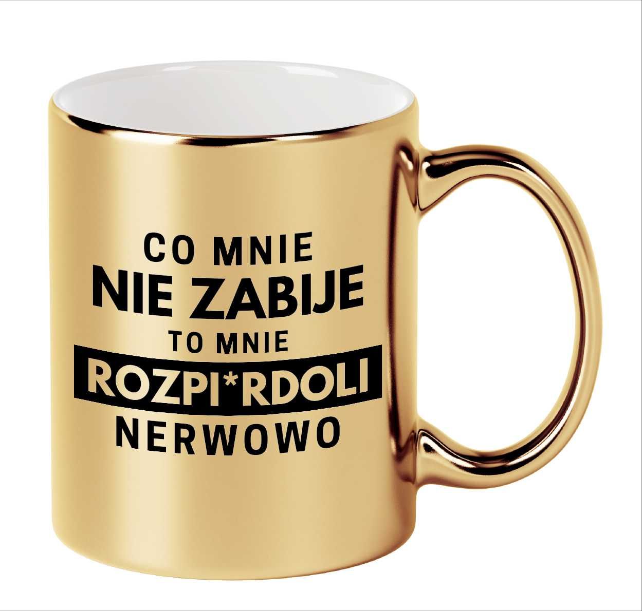 Kubek ZŁOTY na prezent ŚMIESZNY napis