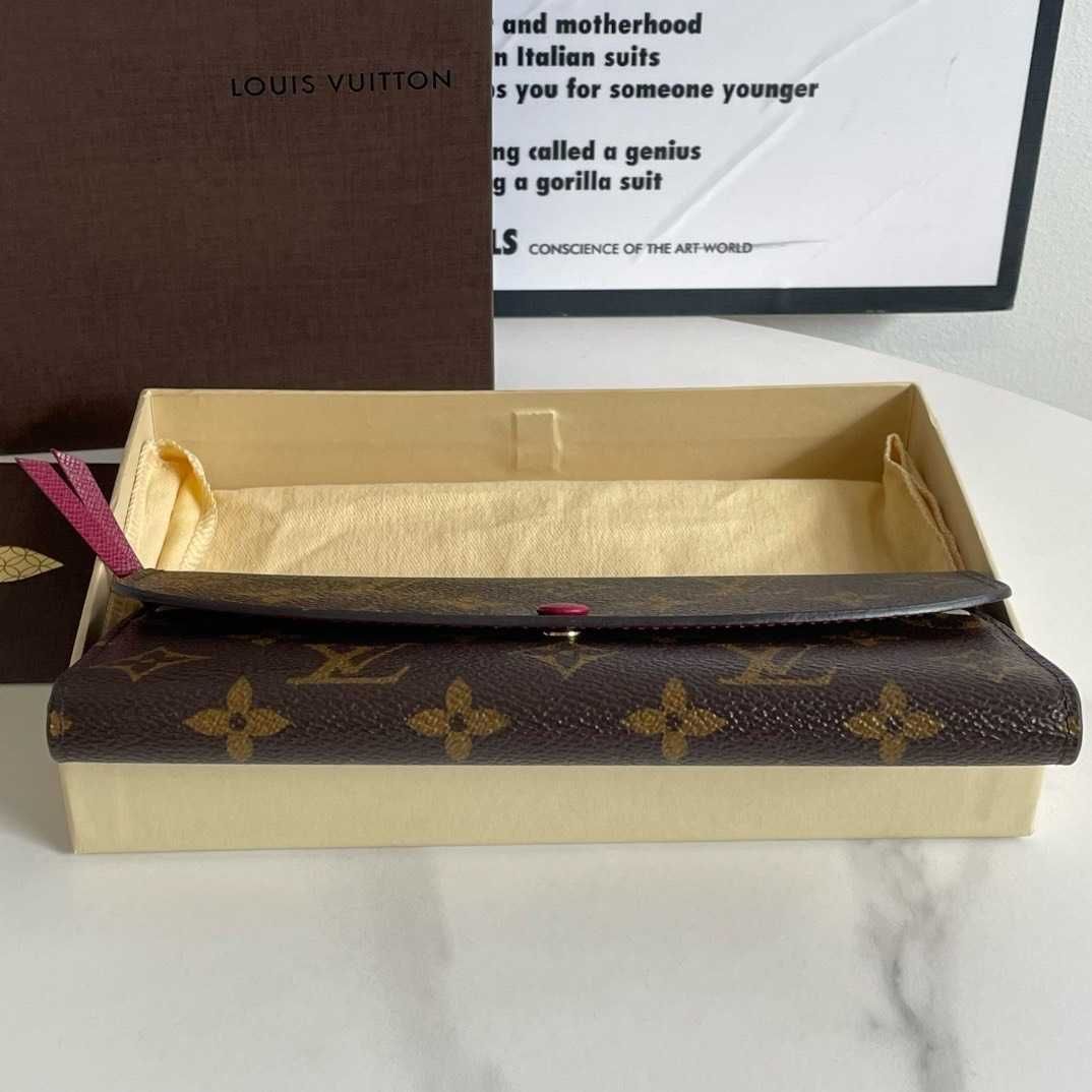 Nowe LV Louis Vuitton długi portfel Róża czerwona przycisk