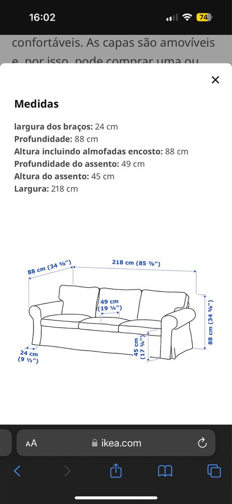 Sofa ektorp 3 lugares
