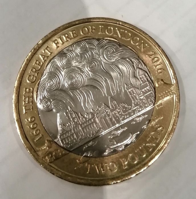 Moeda 2 GBP "The Great Fire of London"
