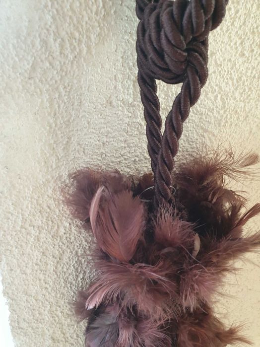 Sznur brąz pióra chwost do podpięcia zasłon