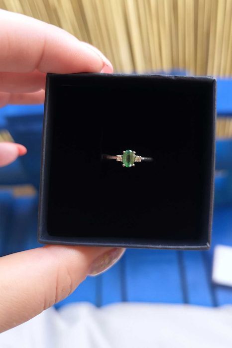 Pierścionek Savicki Secret Garden • Białe złoto• Szmaragd + diamenty